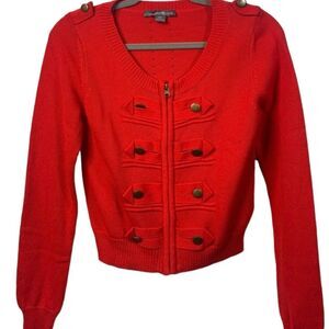 FOREVER 21 Red Military Vibe Style Zip-up Sweater